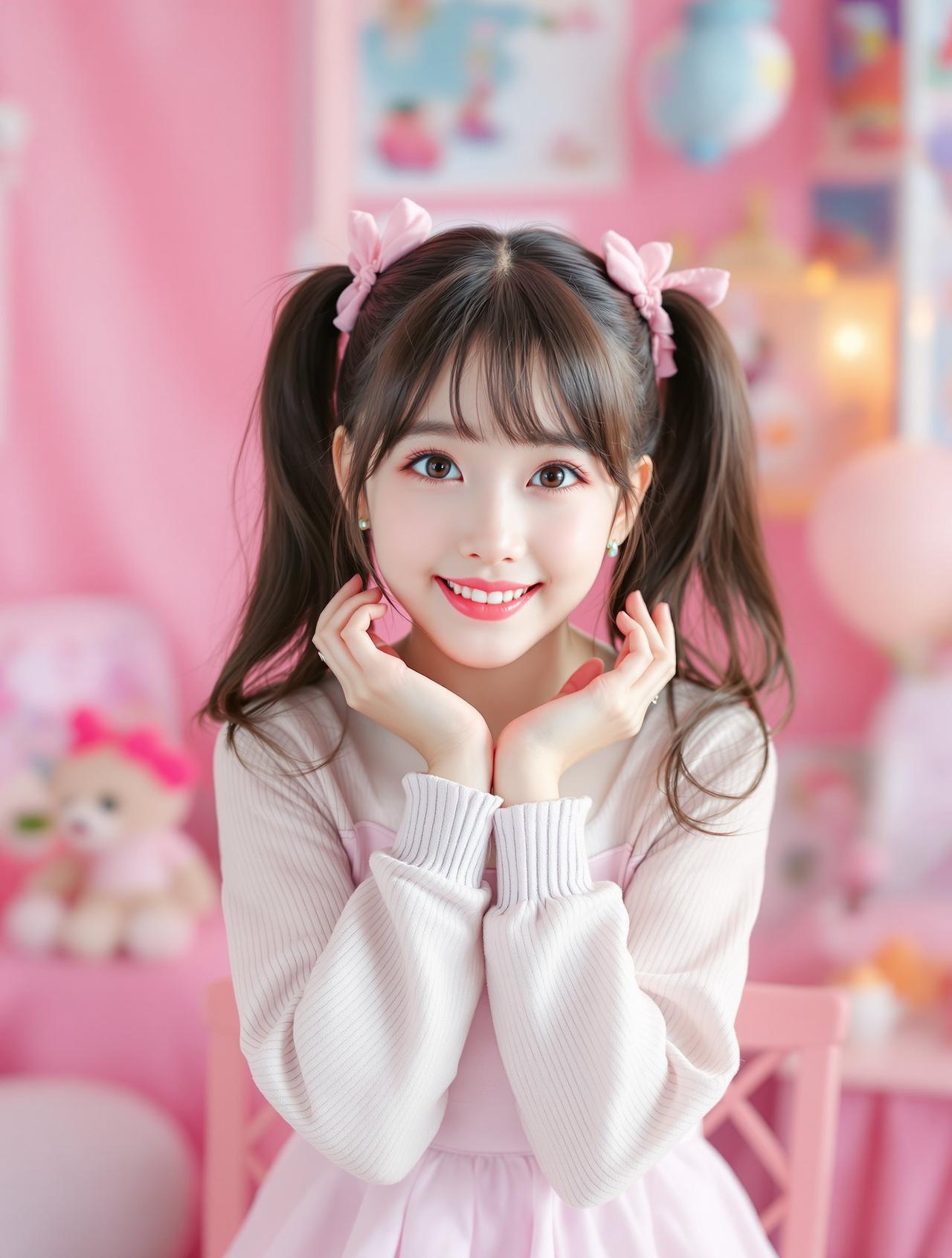 双马尾萝莉 — 粉色房间可爱写真